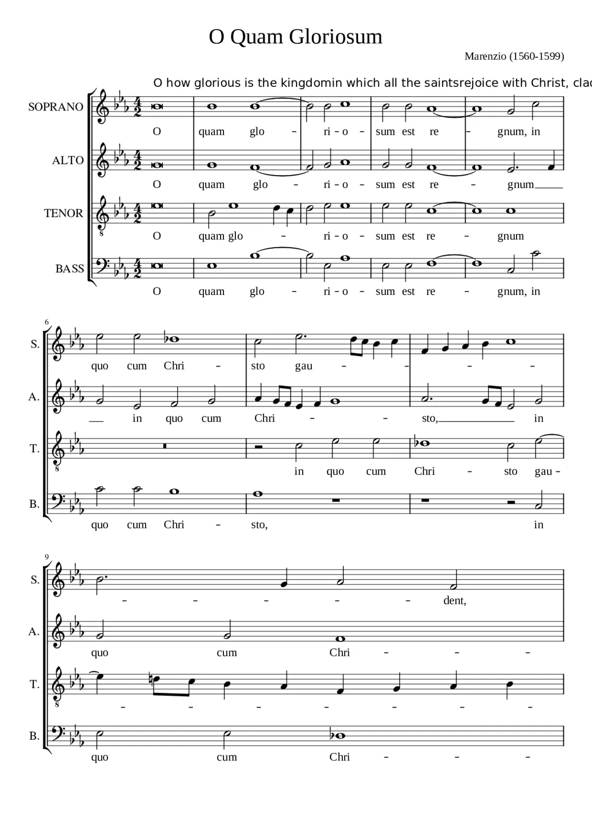 O Quam Gloriosum - Page 1