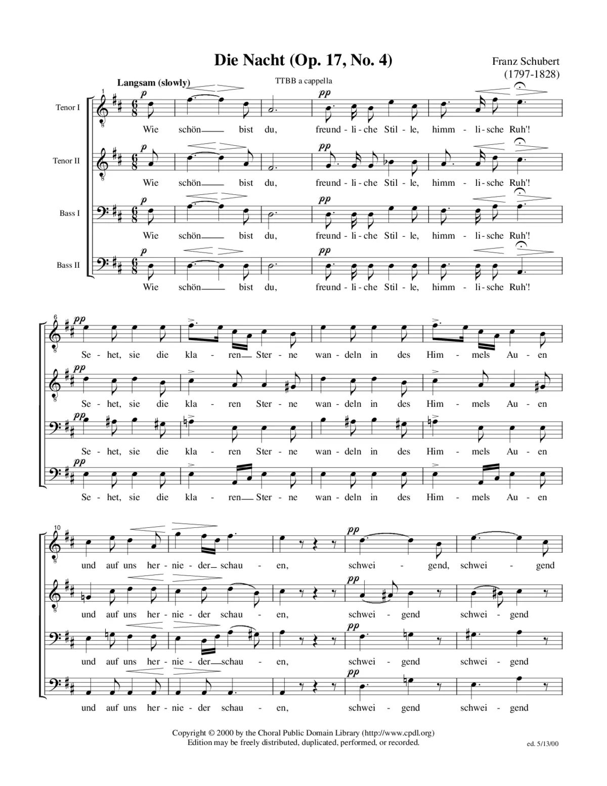 Die Nacht, Op. 17, No. 4 - Page 1