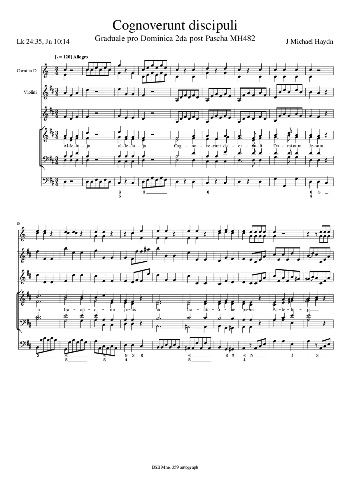 Cognoverunt discipuli, MH 482 - Page 1