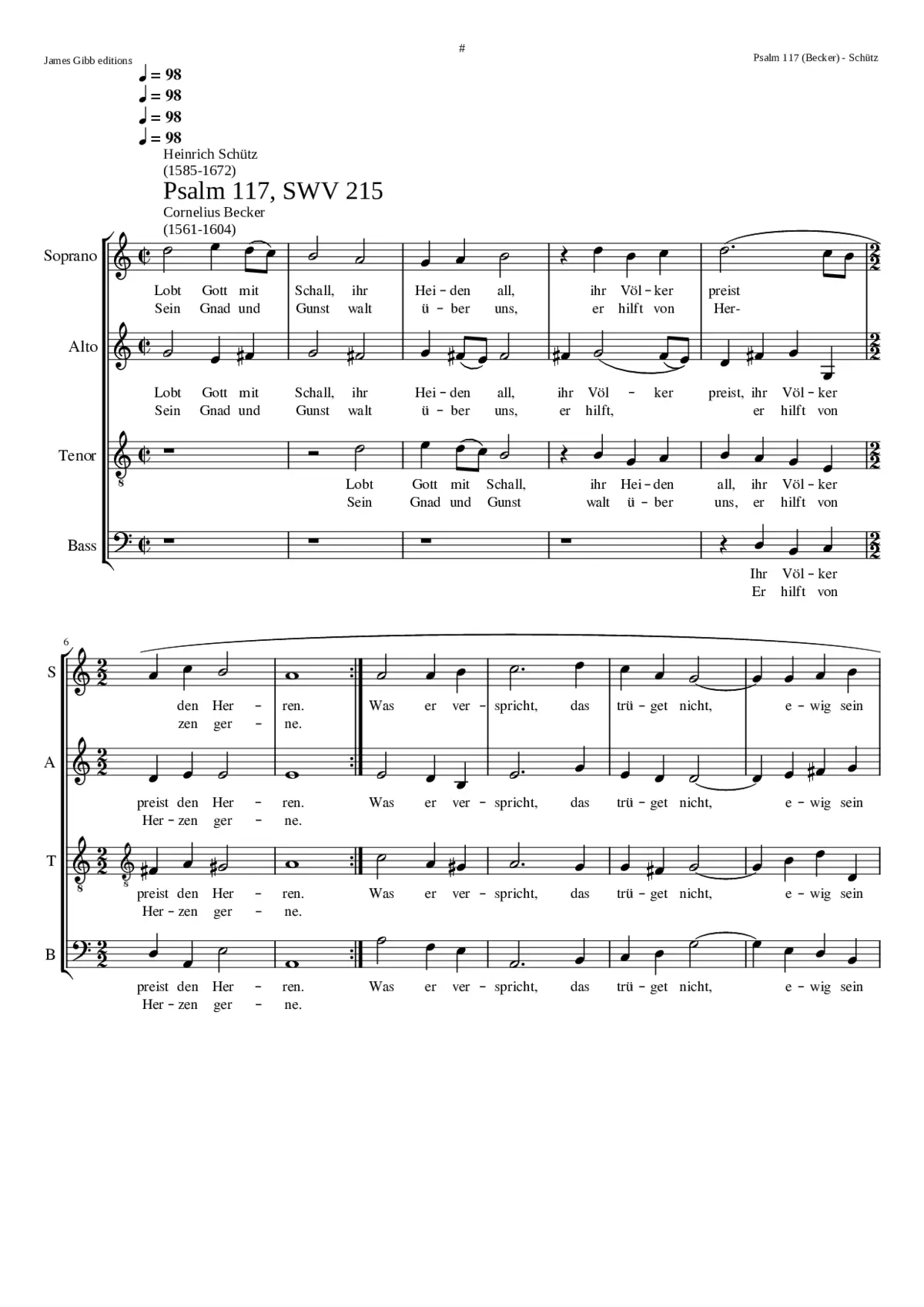 Lobt Gott mit Schall (psalm 117) - Page 1