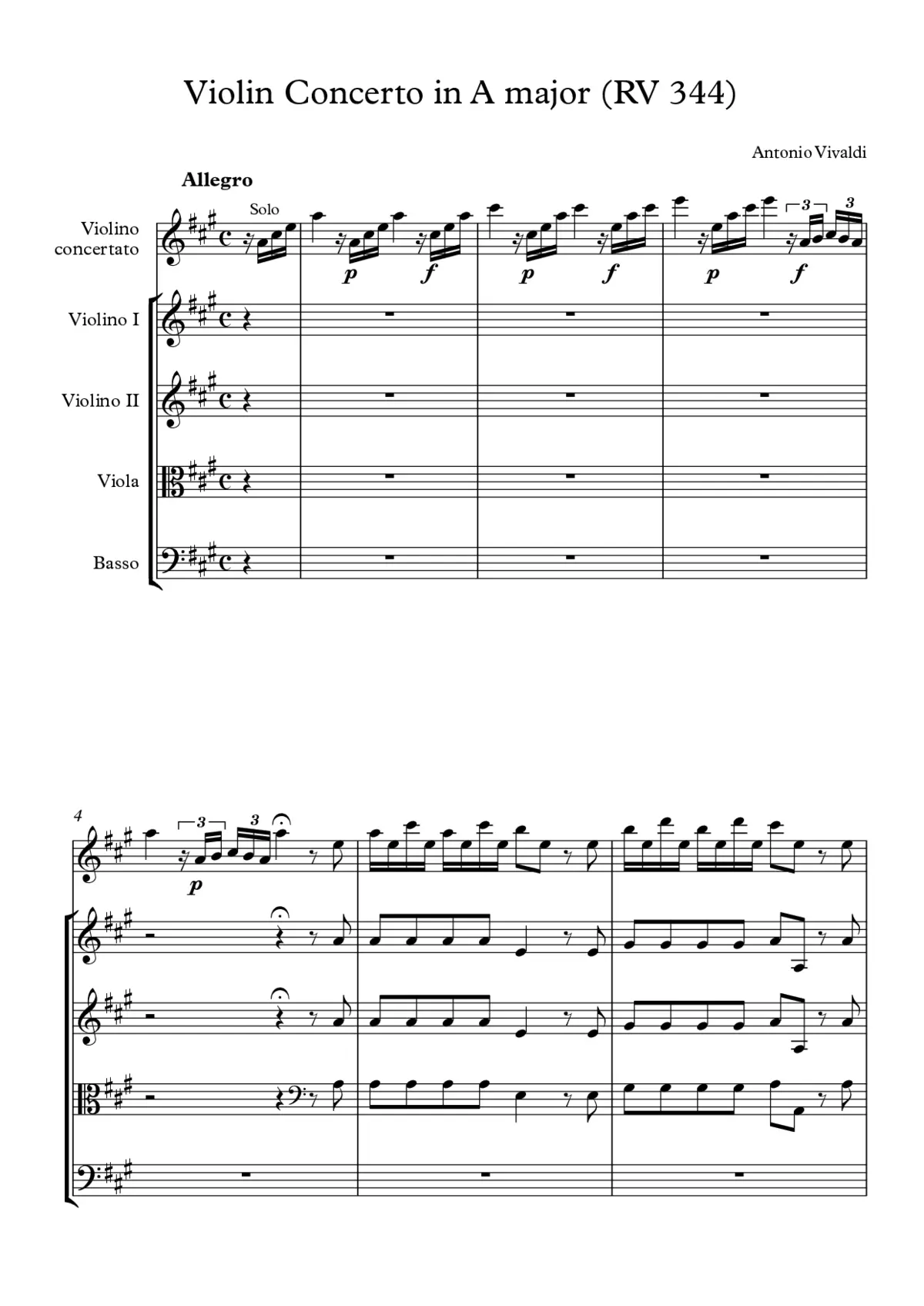 Violin Concerto in A major - Page 1