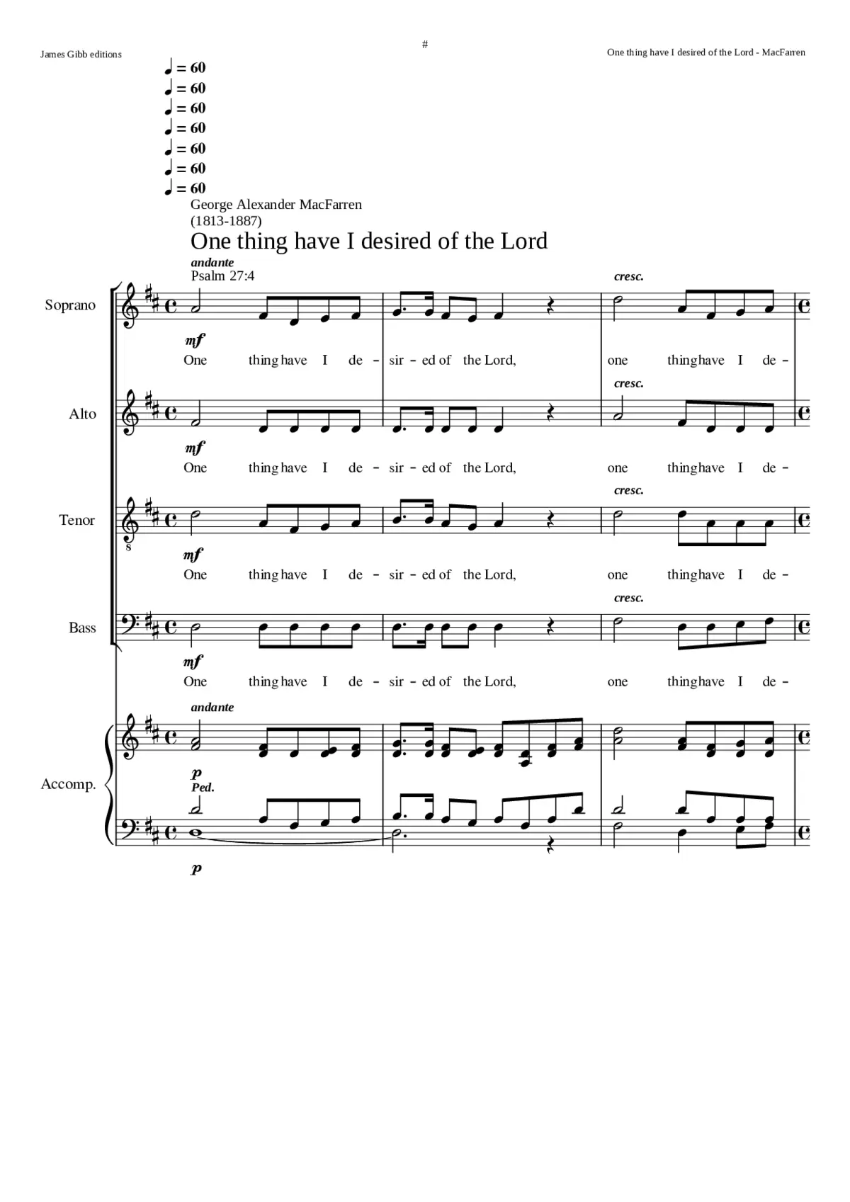 One thing have I desired of the Lord - Page 1