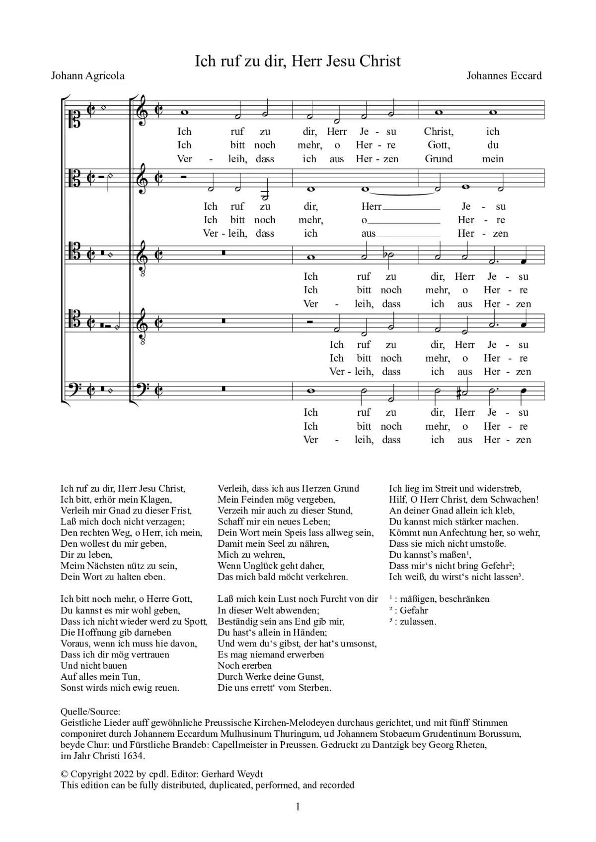 Ich ruf zu dir, Herr Jesu Christ - Page 1