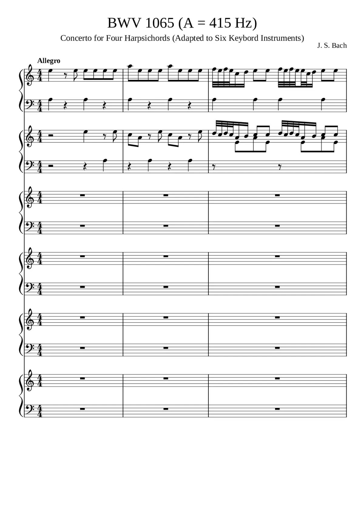 Concerto for 4 Harpsichords in A minor BWV 1065 - Page 1