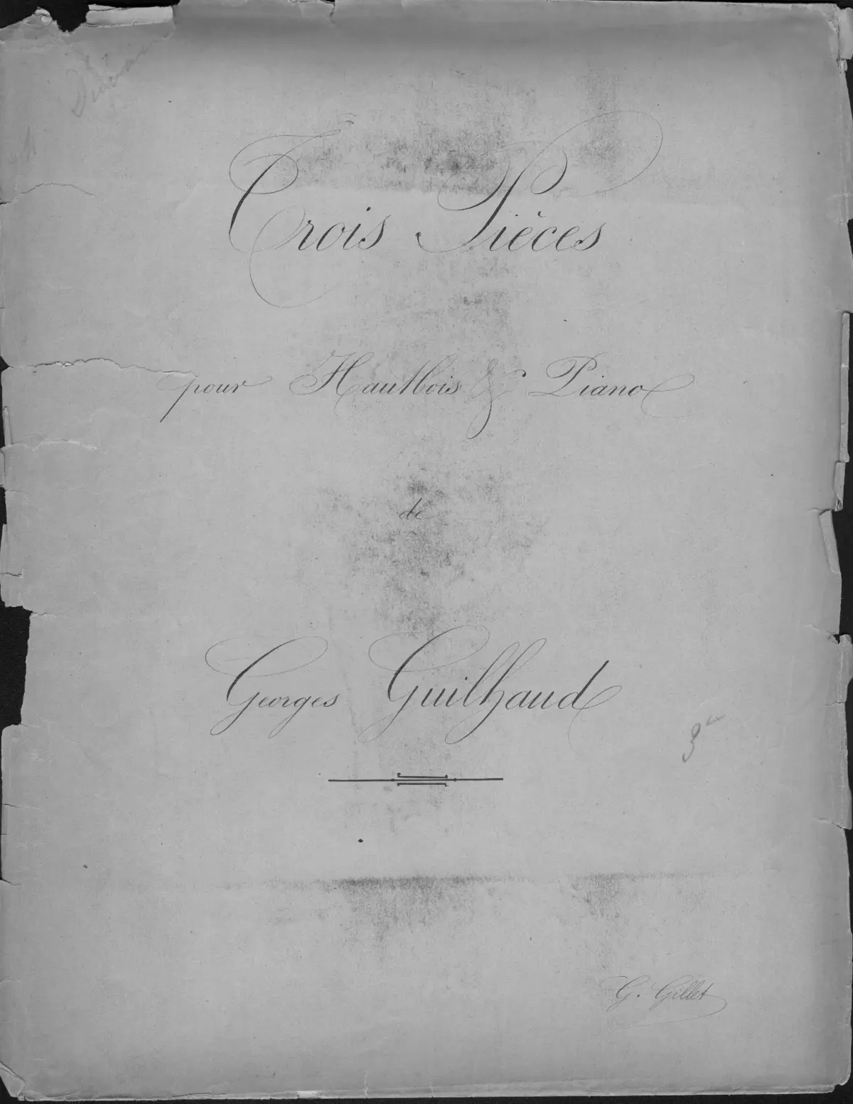 Trois Pièces pour Hautbois &amp; Piano - Page 1