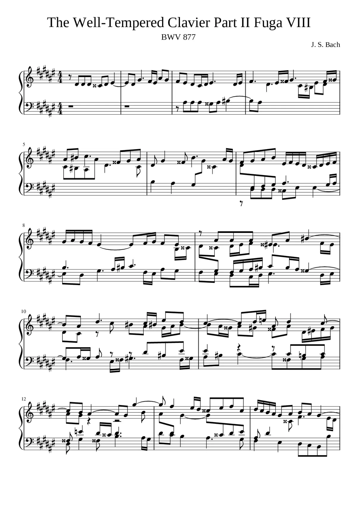 Prelude and Fugue in E-flat minor BWV 877 - Page 1