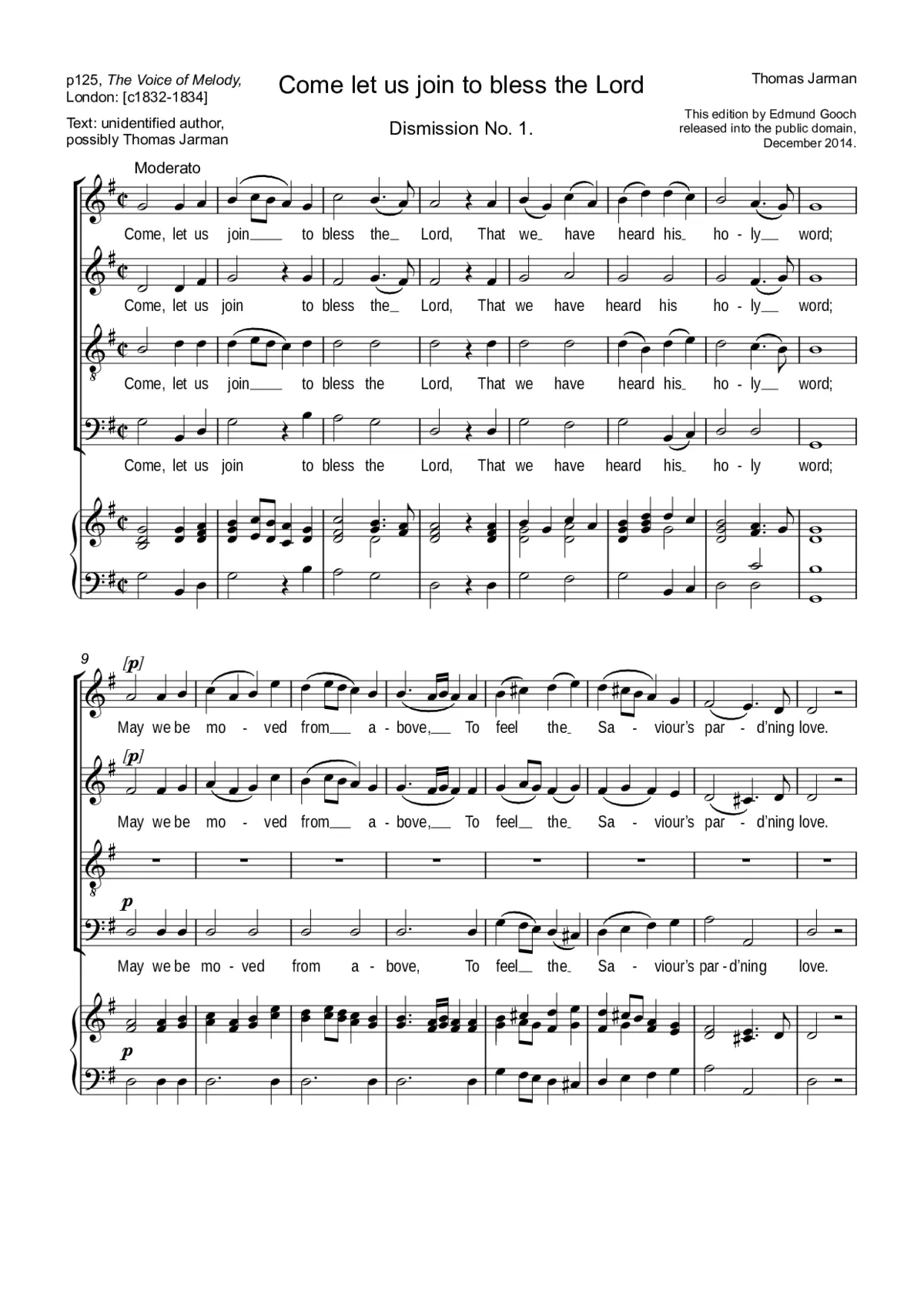 Come let us join to bless the Lord - Page 1