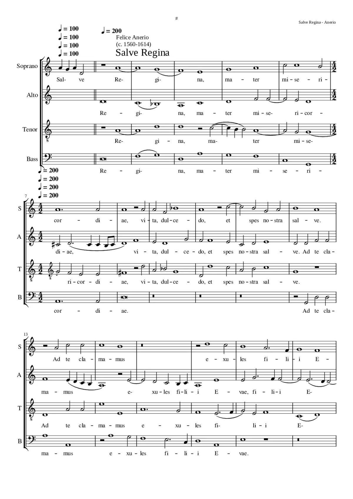 Salve Regina II (see also a falso bordone setting) - Page 1