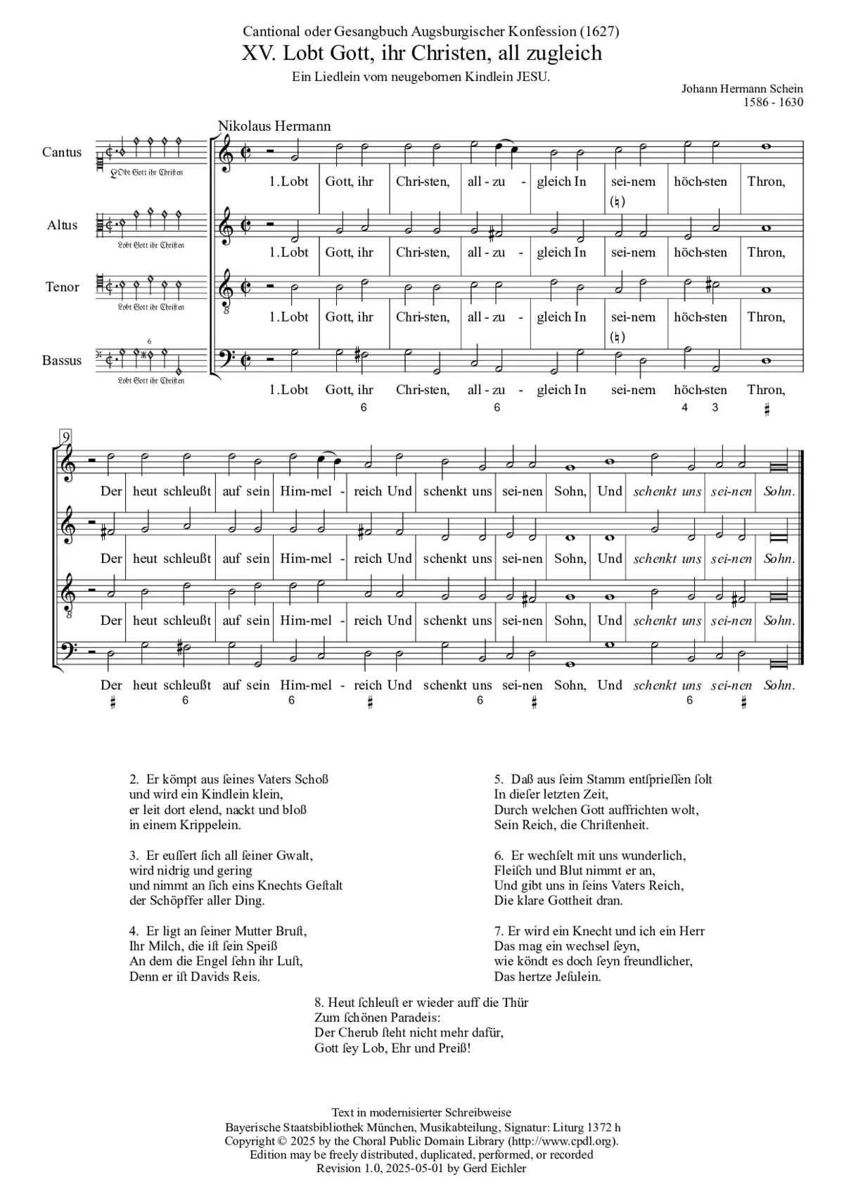 Lobt Gott, ihr Christen, all zugleich - Page 1