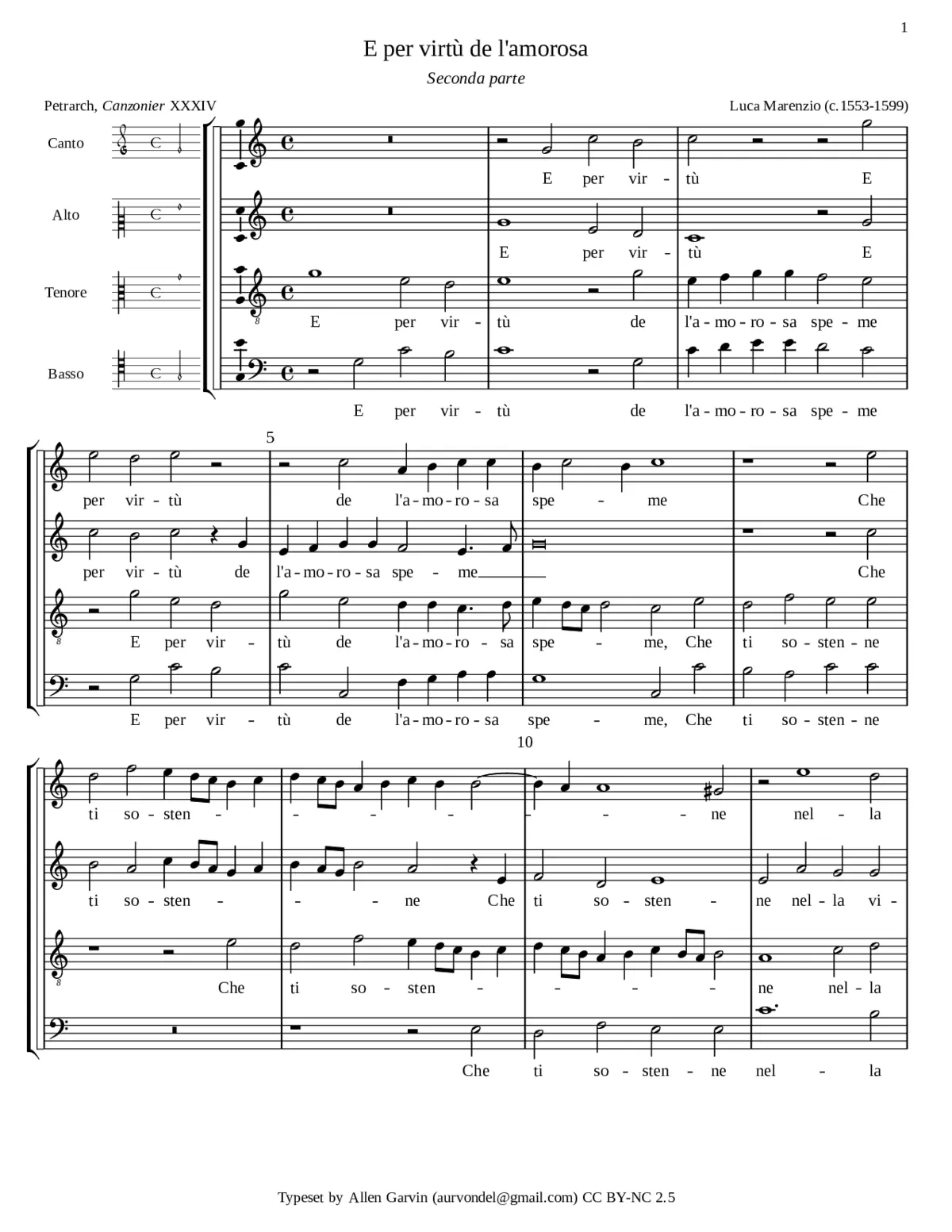 E per virtù de l'amorosa - Page 1