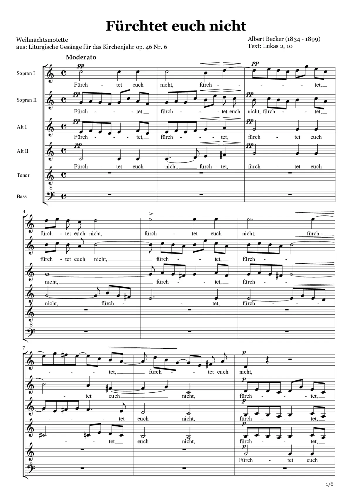 Fürchtet euch nicht, op. 46 Nr. 6 - Page 1