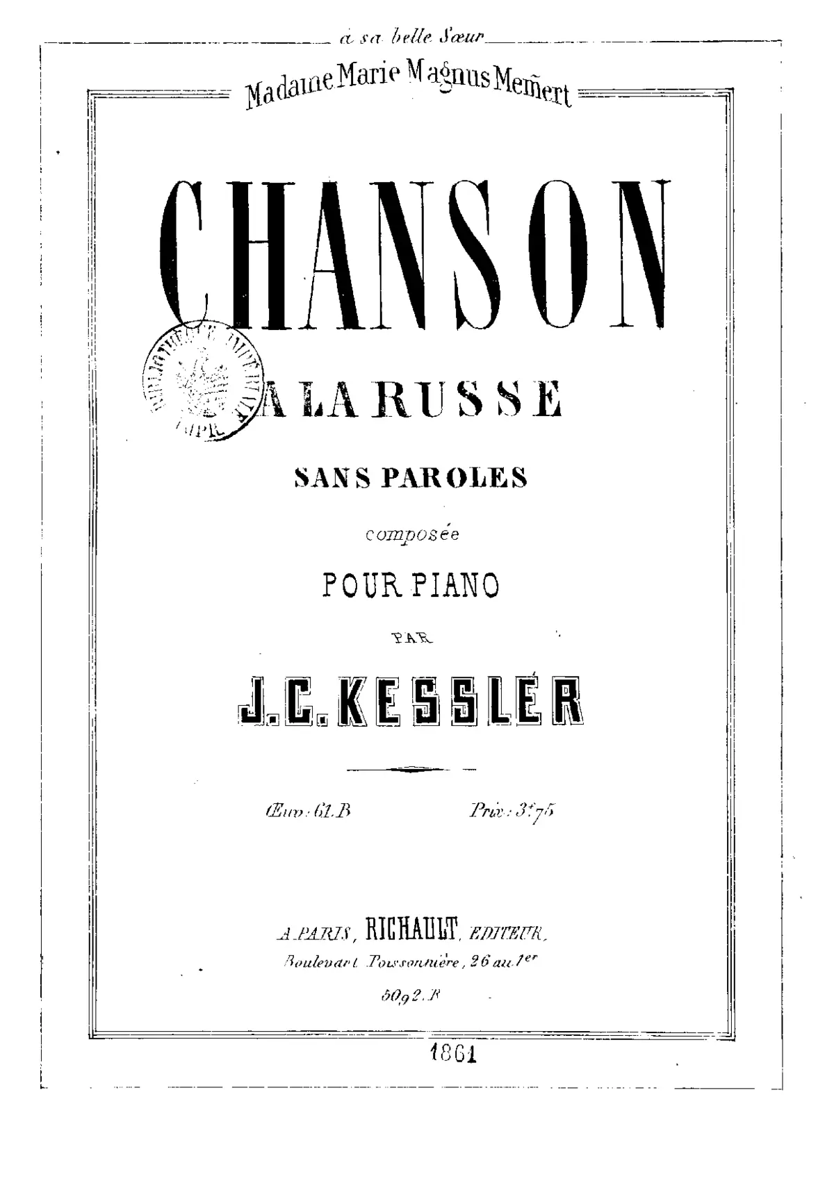 3 Morceaux de salon pour piano - Page 1
