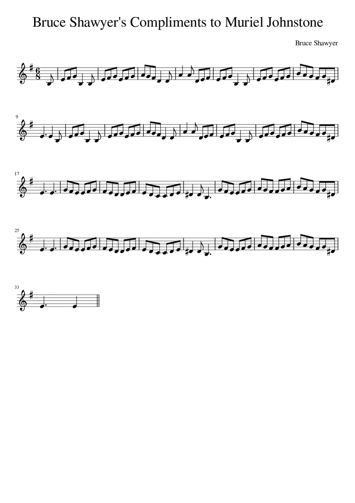 Bruce Shawyer's Compliments to Muriel Johnstone - Page 1