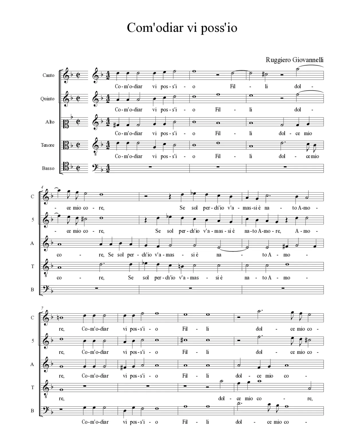 Com'odiar vi poss'io - Page 1