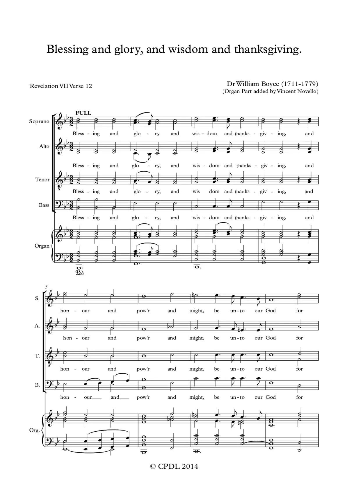 Blessing and glory, and wisdom and thanksgiving - Page 1