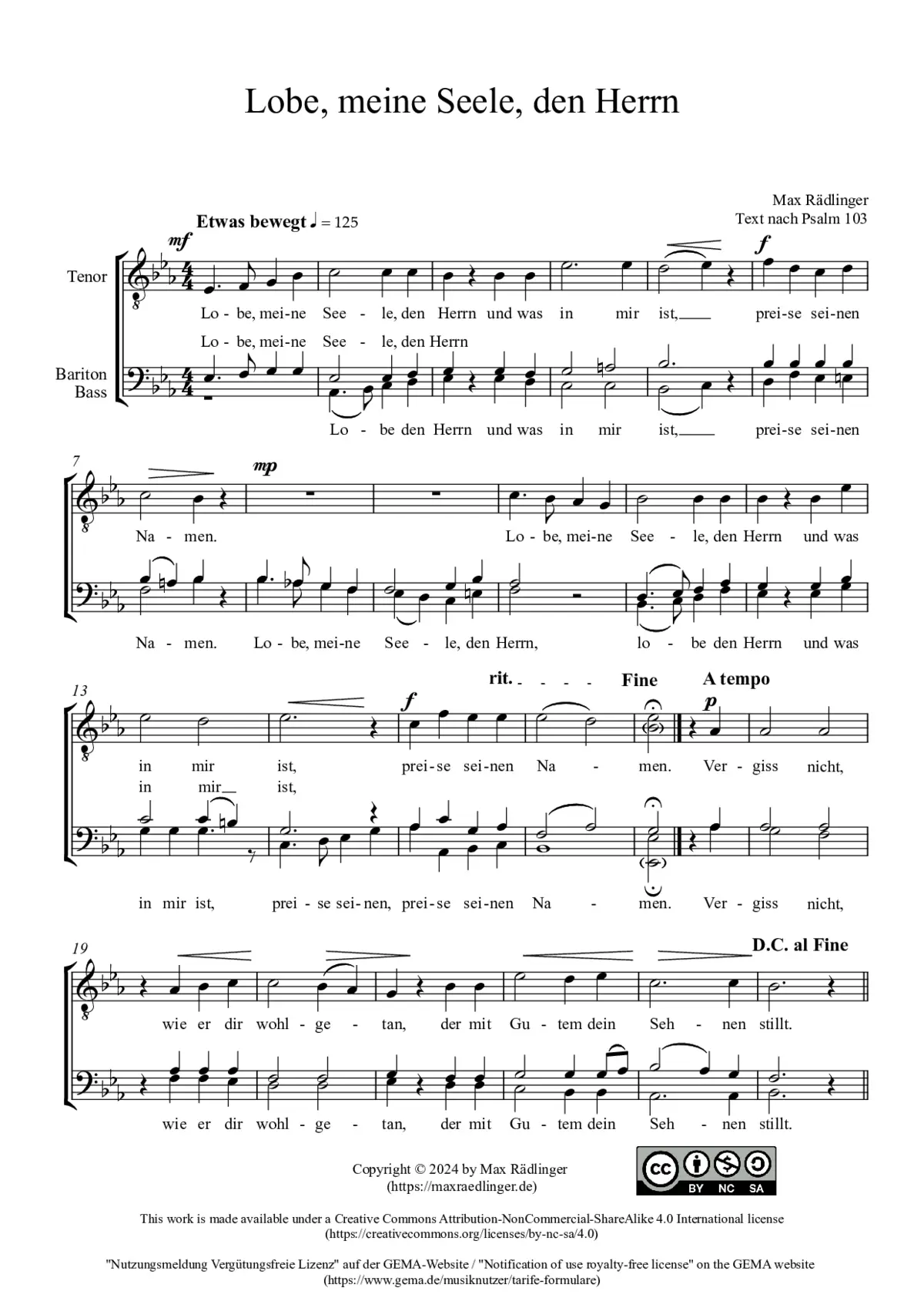 Lobe, meine Seele, den Herrn - Page 1