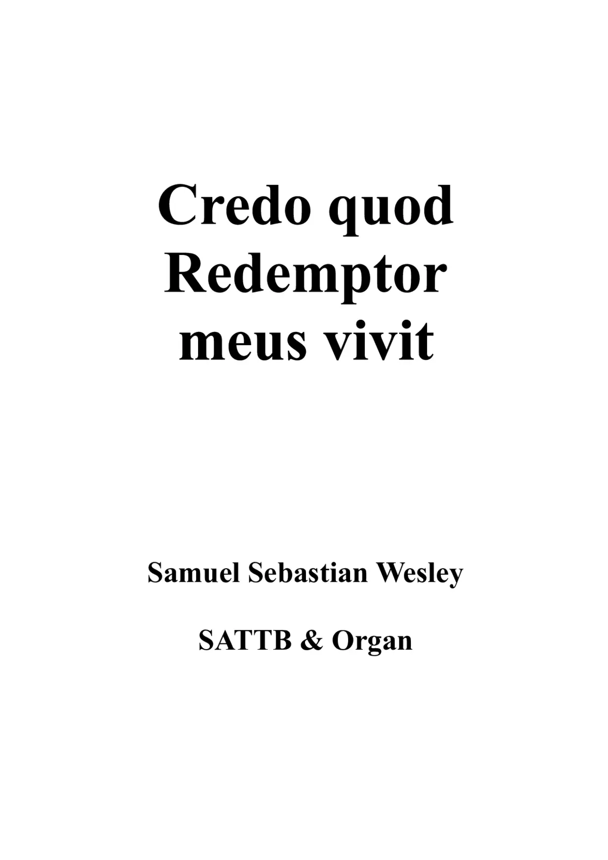 Credo quod Redemptor meus vivit - Page 1