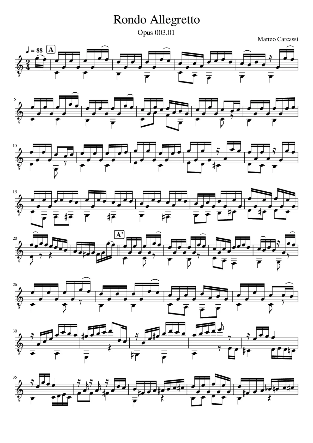 Matteo Carcassi - Opus 3.01 - Rondo Allegretto - Page 1