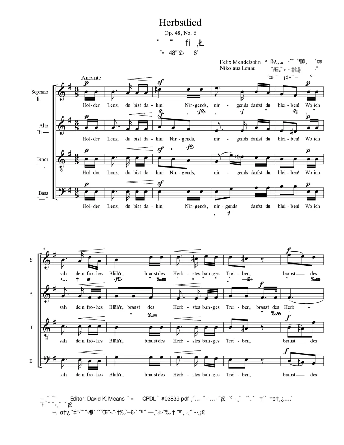 Herbstlied, Op. 48, No. 6 - Page 1