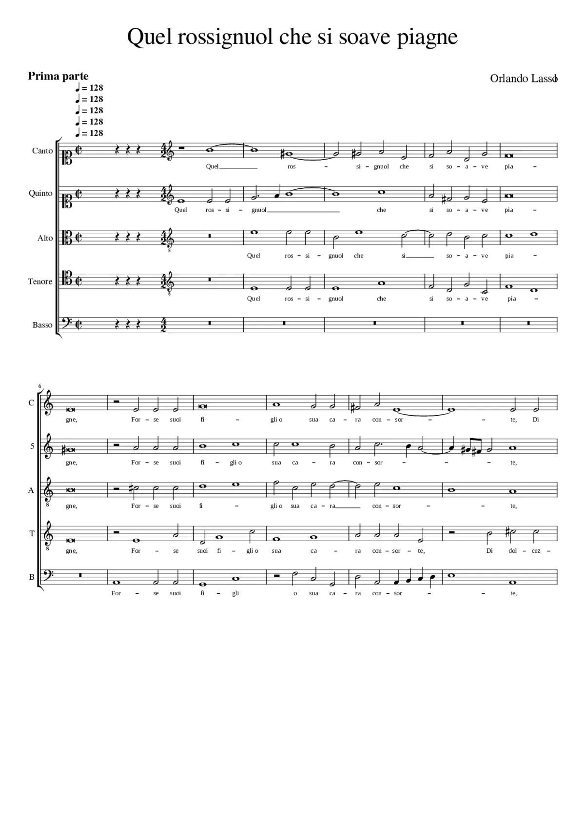 Quel rossignuol che si soave piagne - Page 1