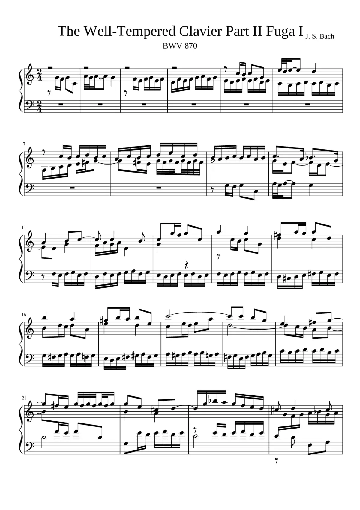 Prelude and Fugue in C major BWV 870 - Page 1