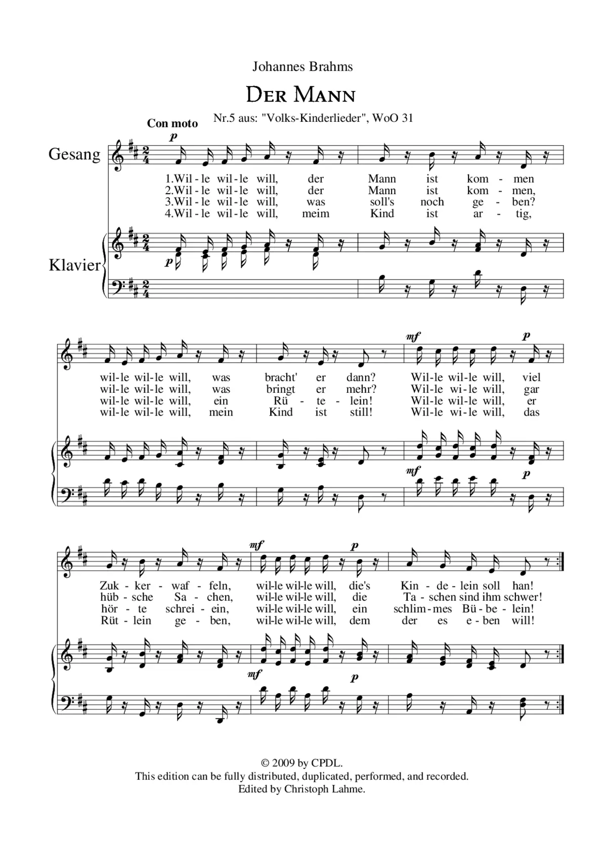 Der Mann, WoO 31, No. 5 - Page 1