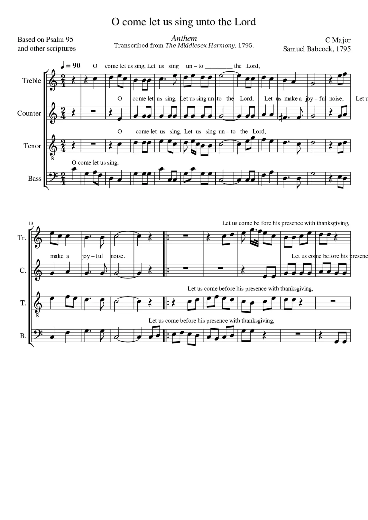 O come let us sing unto the Lord - Page 1