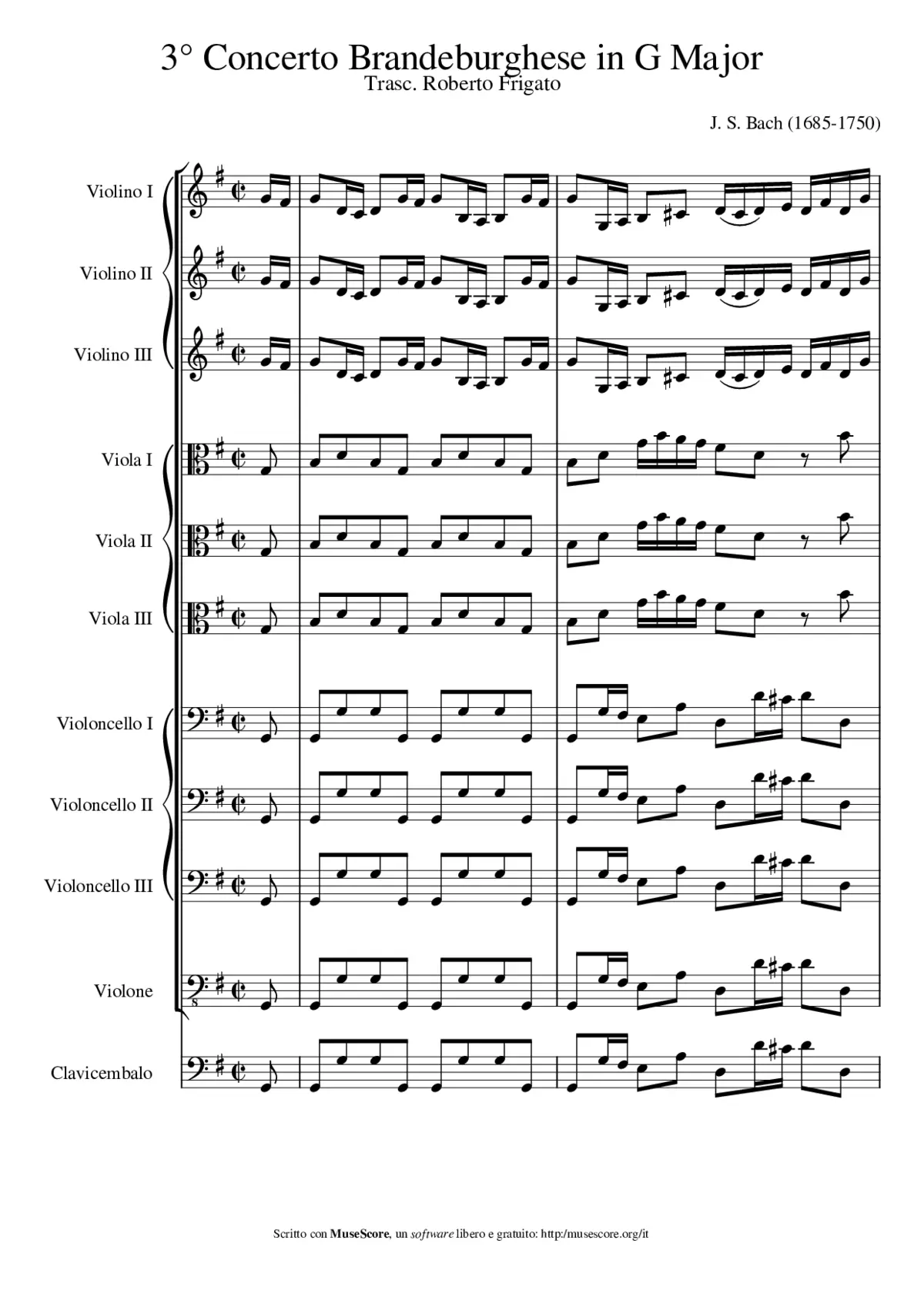 Bach - Brandenburg Concerto No. 3 - Page 1