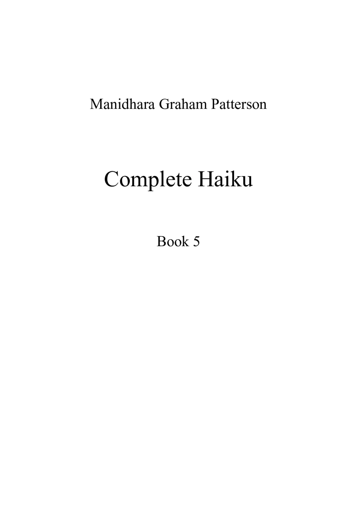 Haiku, Book 5 - Page 1
