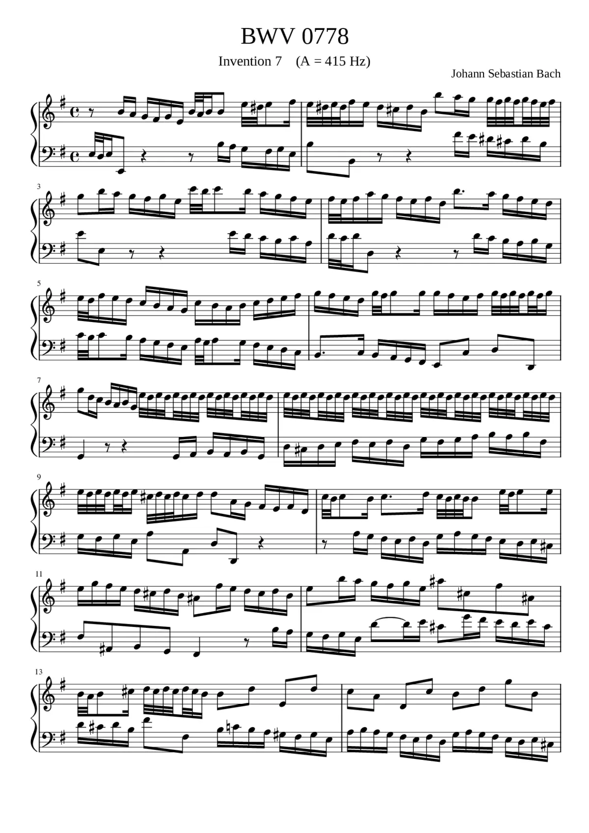 Invention in E minor BWV 778 - Page 1