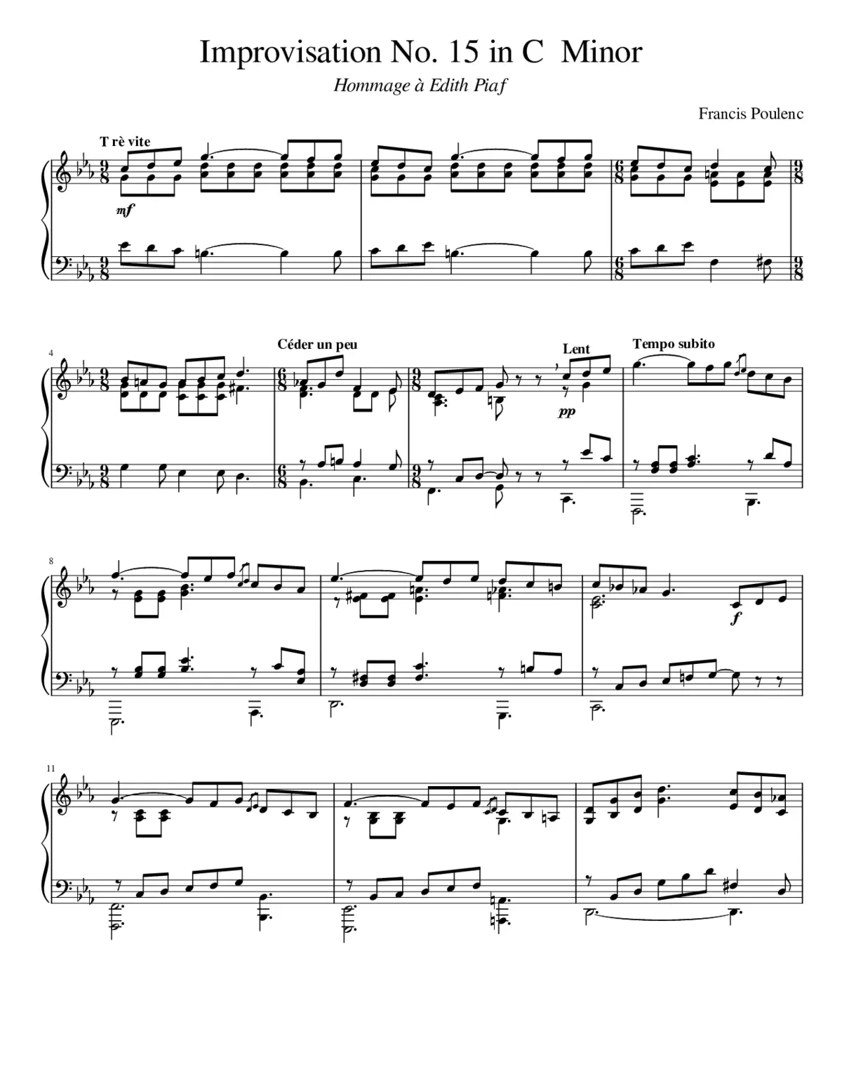 Improvisation No.15 in C minor FP 176 - Page 1