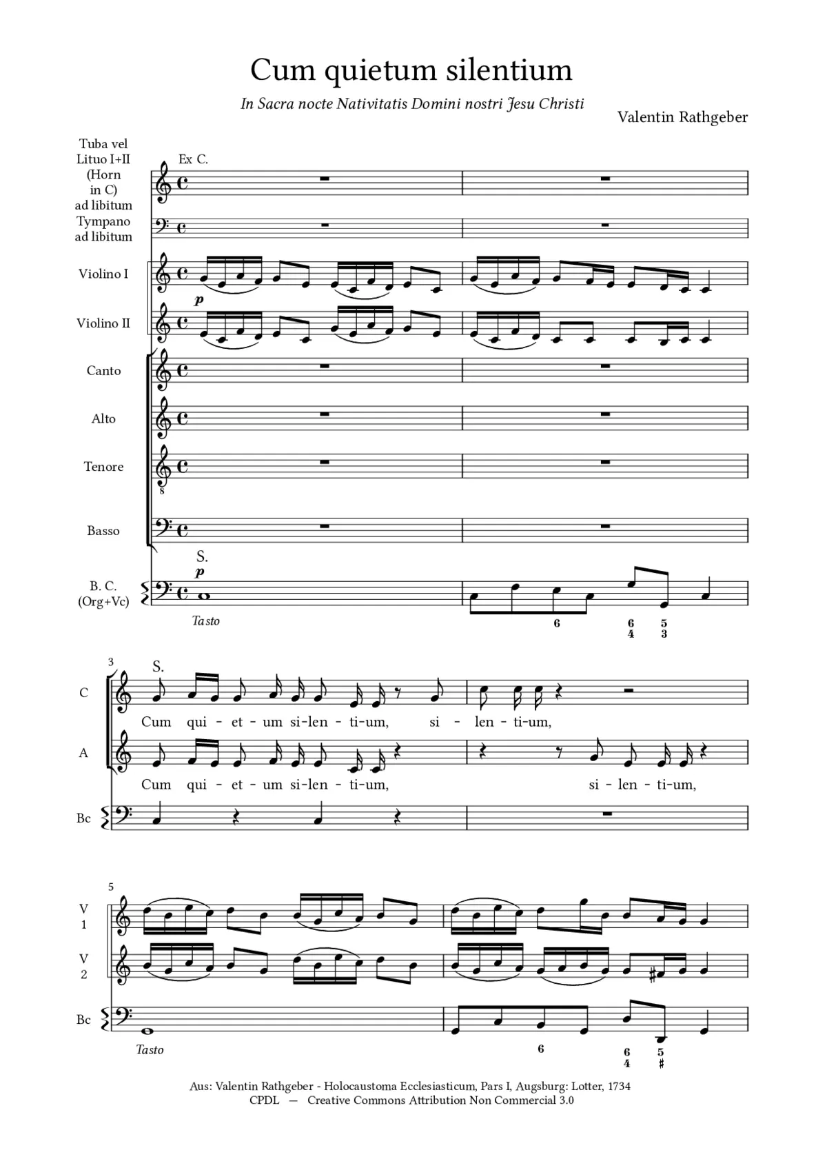 Cum quietum silentium, Opus XIV Pars I, No. 5 - Page 1