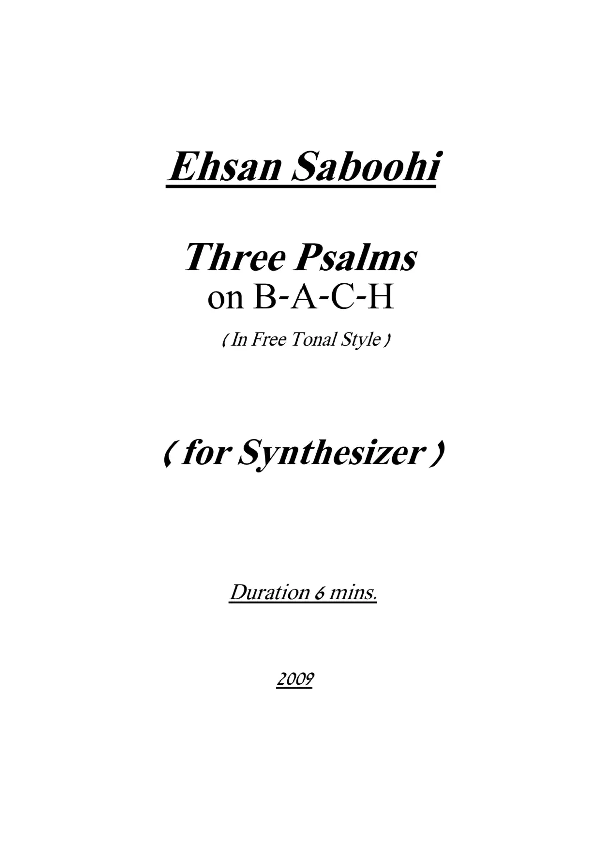 Three Psalms on B-A-C-H - Page 1