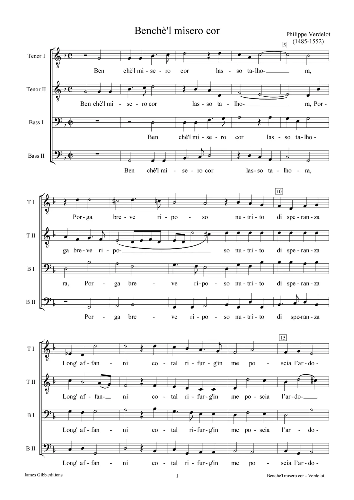 Benchè'l misero cor - Page 1