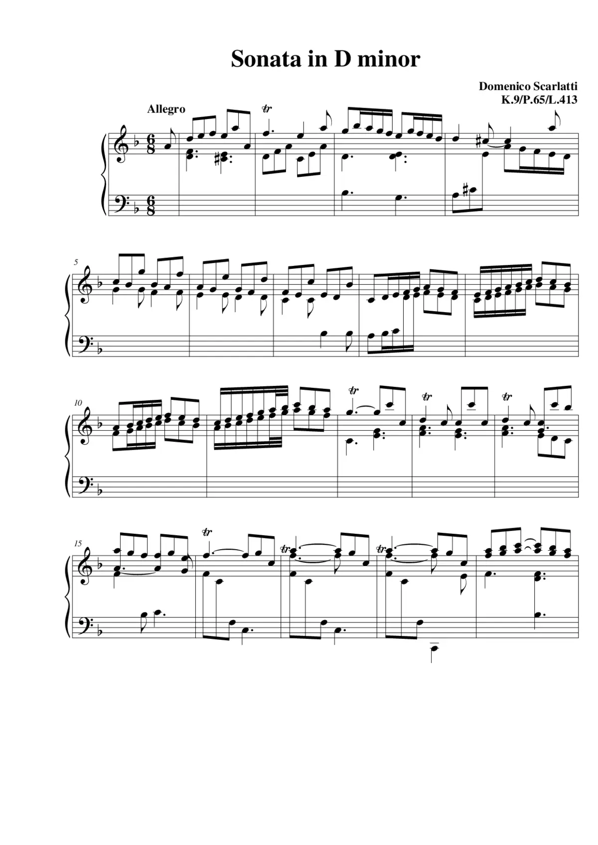 Keyboard Sonata in D minor - Page 1
