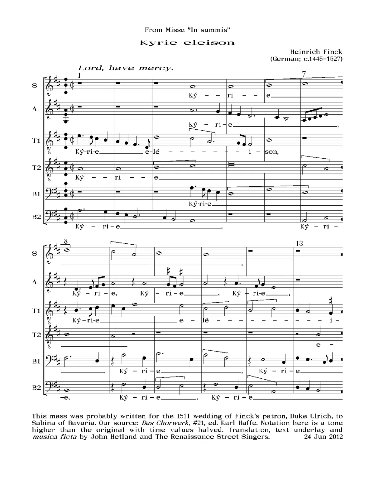 Missa "In summis" - Page 1