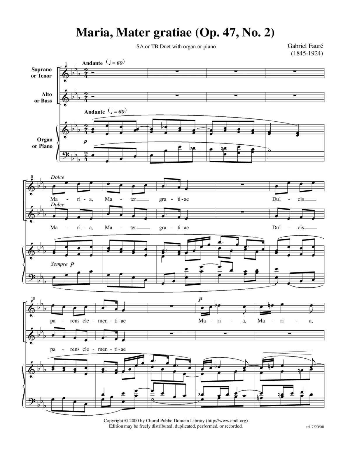 Maria, Mater gratiæ, Op. 47, No. 2 - Page 1