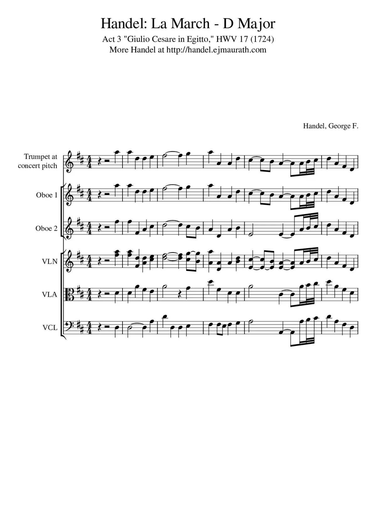 Handel: La March - D Major - Page 1