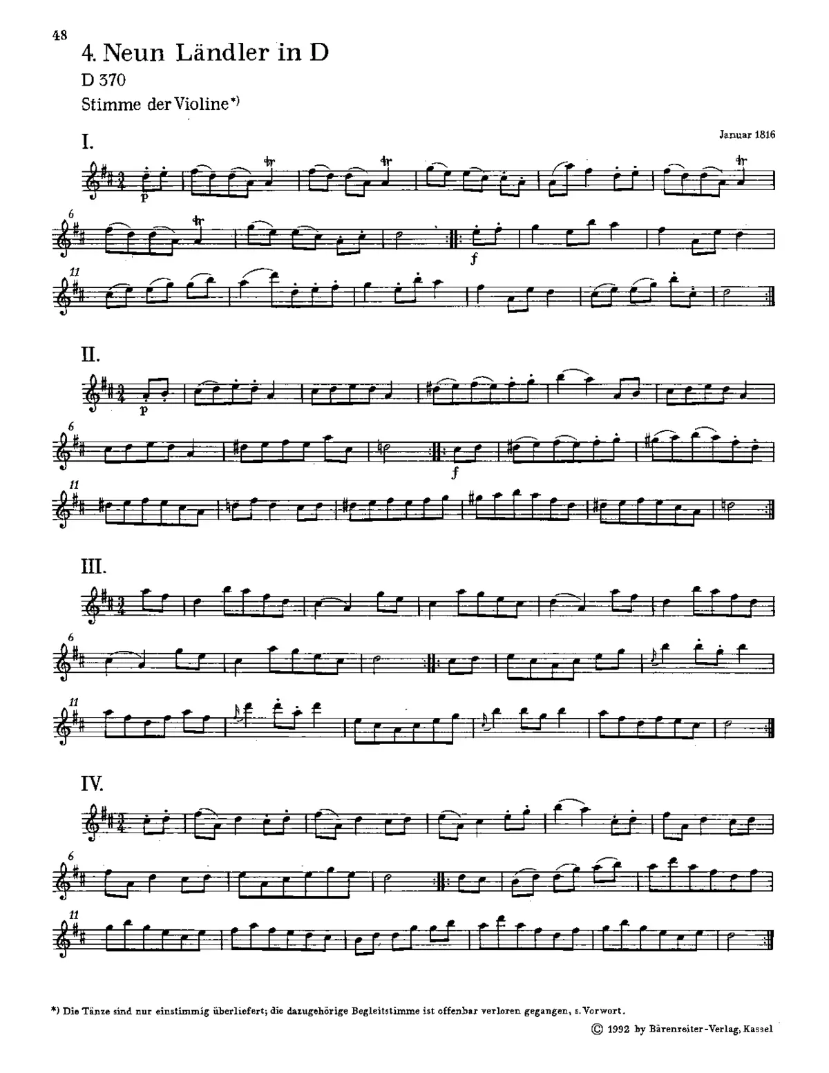 9 Ländler in D major - Page 1