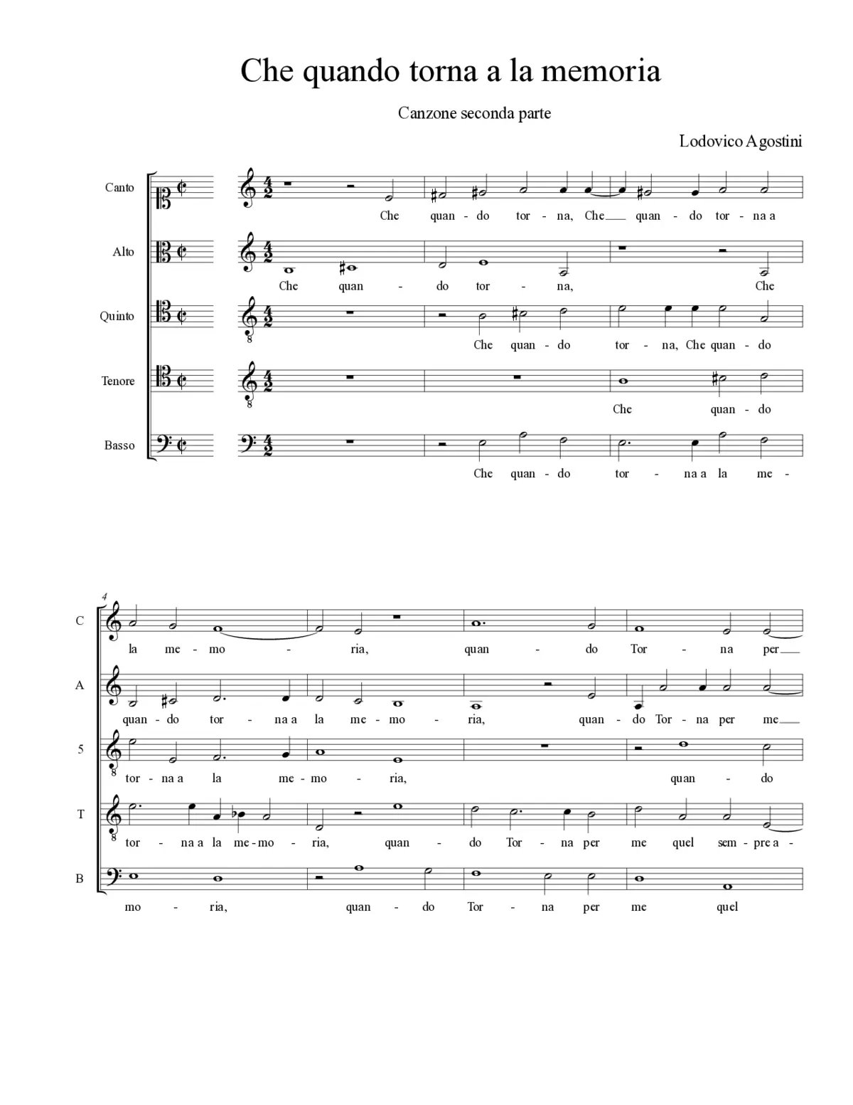 Che quando torna a la memoria - Page 1