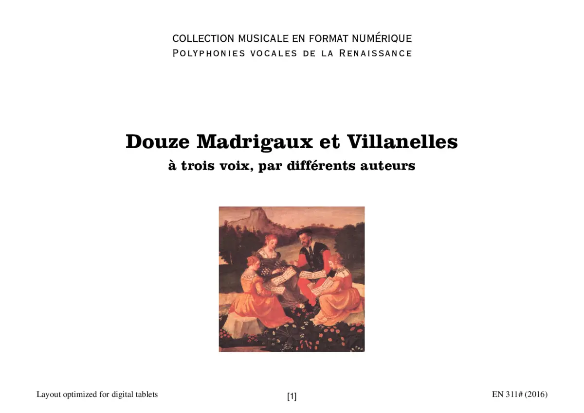 12 Madrigaux et Villanelles par différents auteurs - Page 1