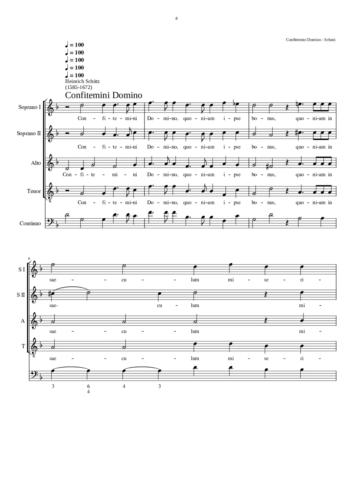 Confitemini Domino quoniam ipse bonus SWV 91 - Page 1