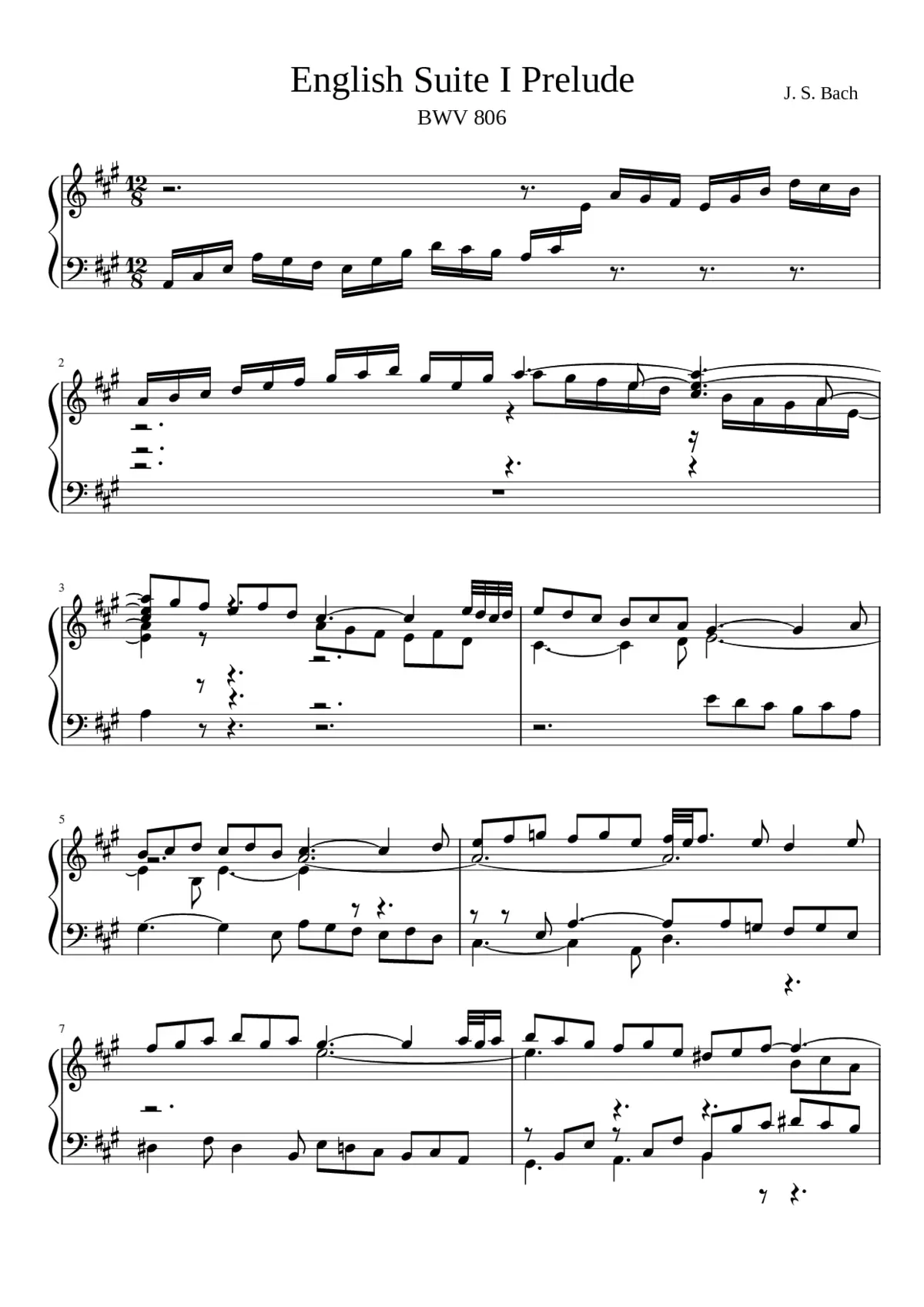 English Suite No.1 in A major BWV 806 - Page 1