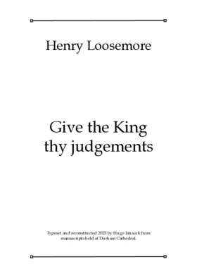 Give the King thy judgements