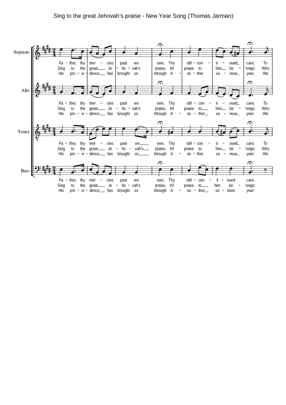 Sing to the great Jehovah's praise - Page 1
