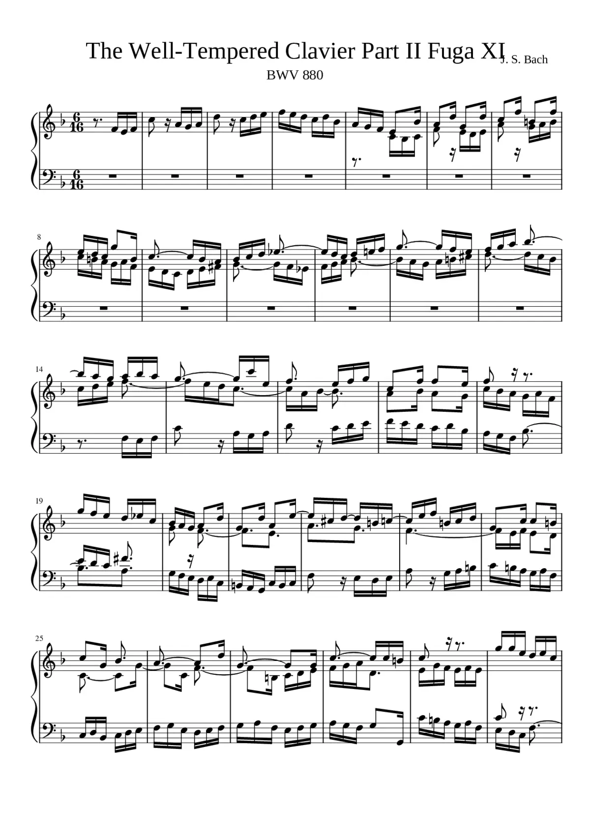 Prelude and Fugue in F major BWV 880 - Page 1