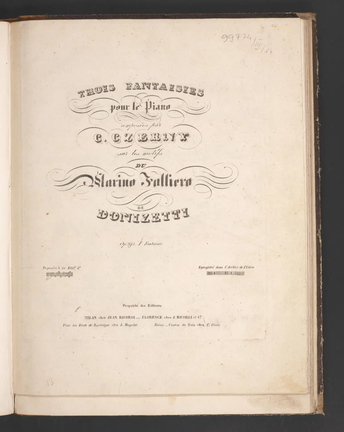 3 Fantaisies on Themes from Donizetti's Opera 'Marino Faliero' - Page 1