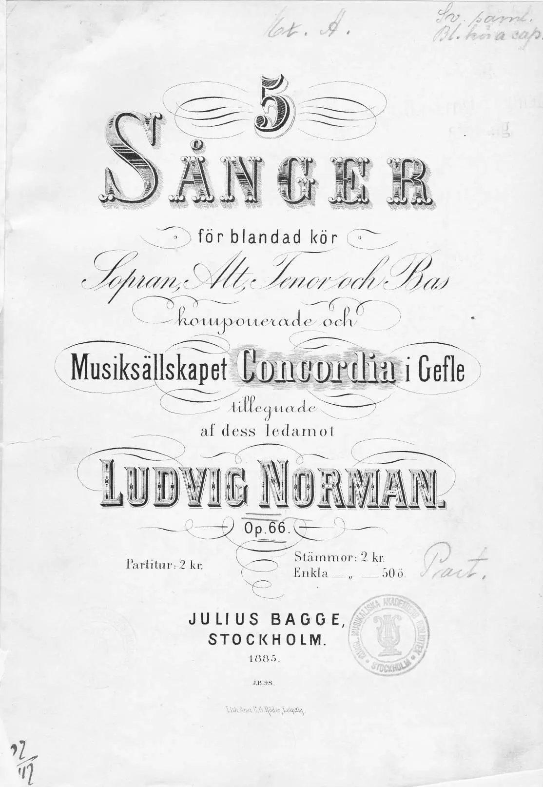 Fem Sånger för blandad kör, Op. 66 - Page 1