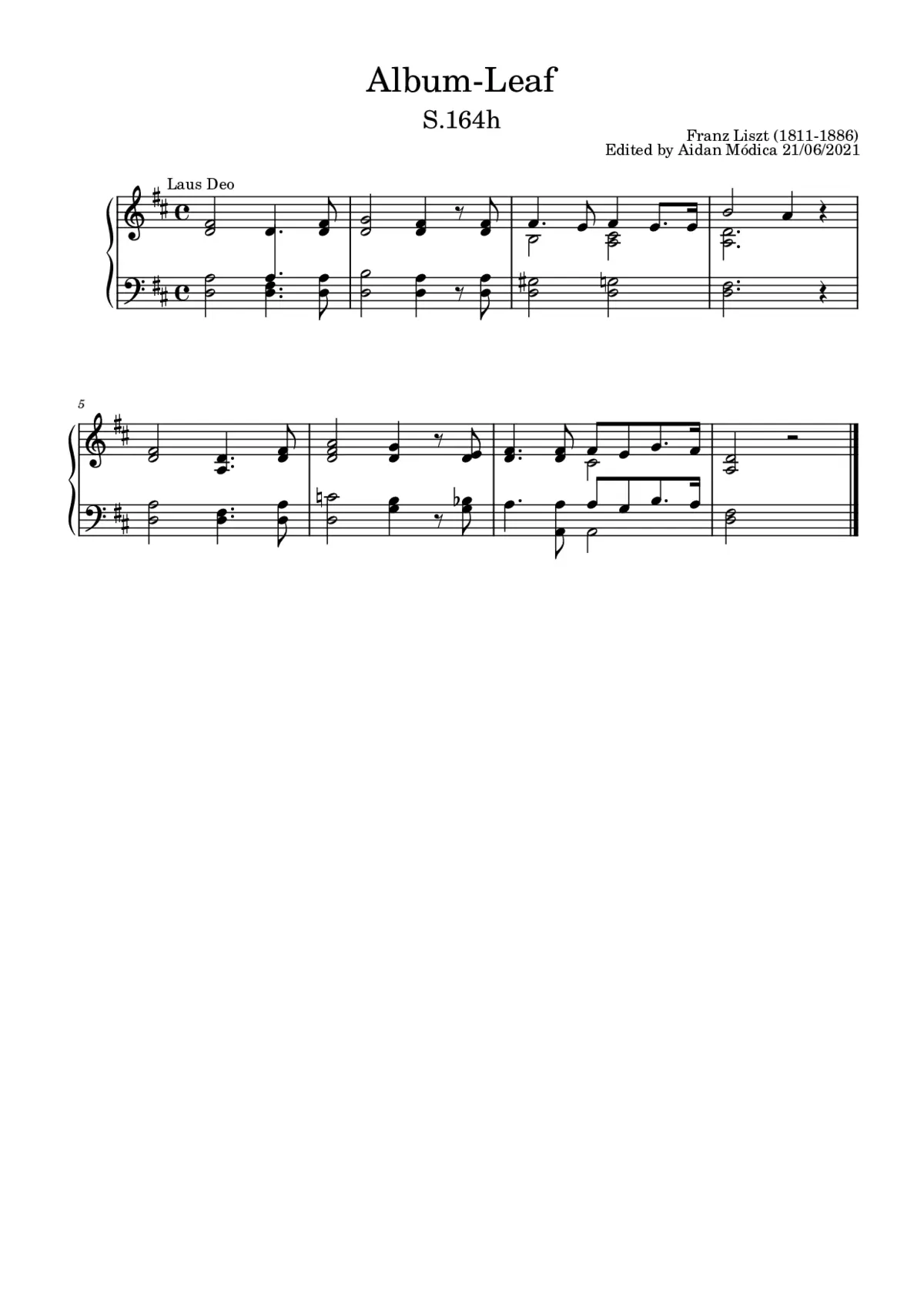 Album-Leaf 'Weimar I', S.164h - Page 1