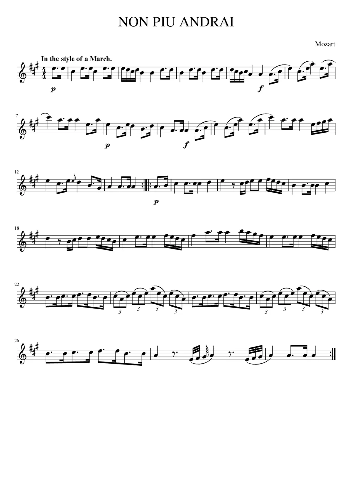 NON PIU ANDRAI - Page 1